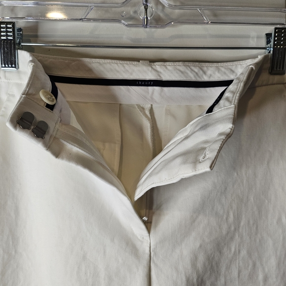 Theory Women's Off White Cropped Wide-Leg Dressy Pants Size 30 Business Casual - Picture 4 of 8